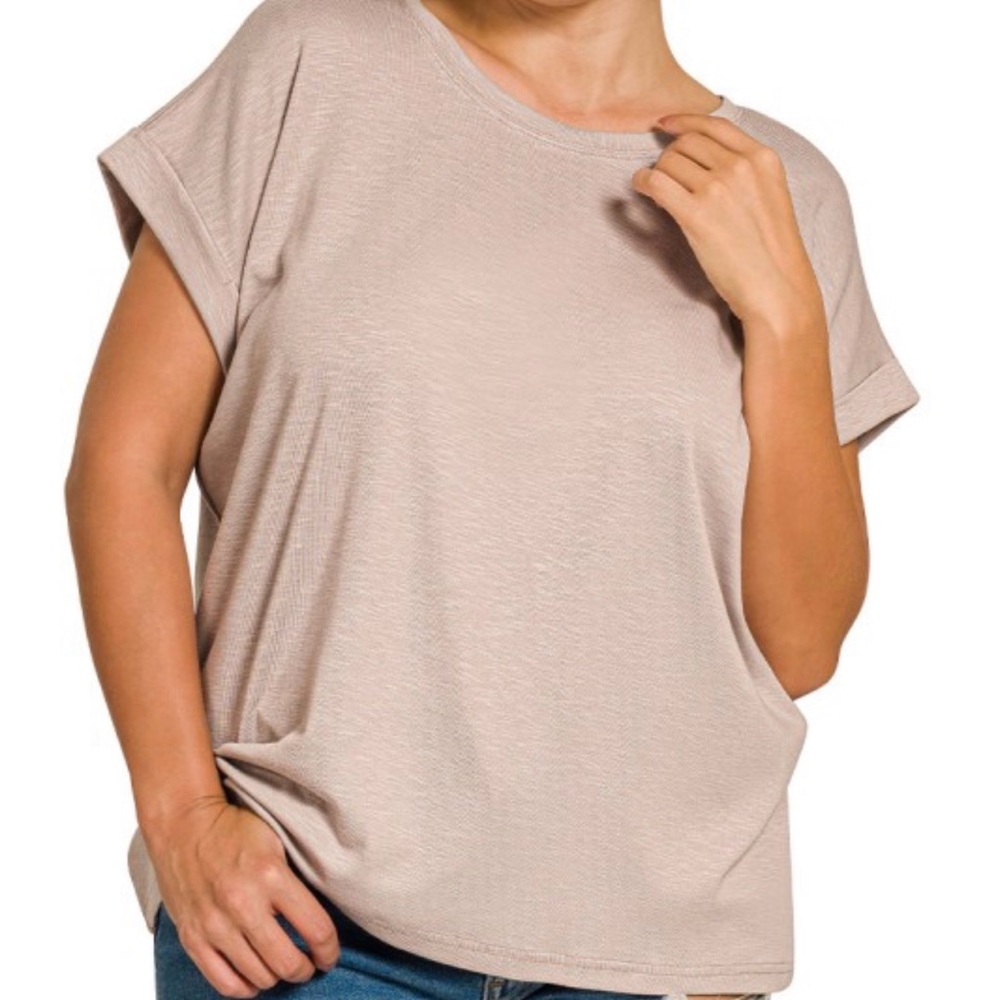 Zenana Outfitters Modal Ash Mocha Short Sleeve Top